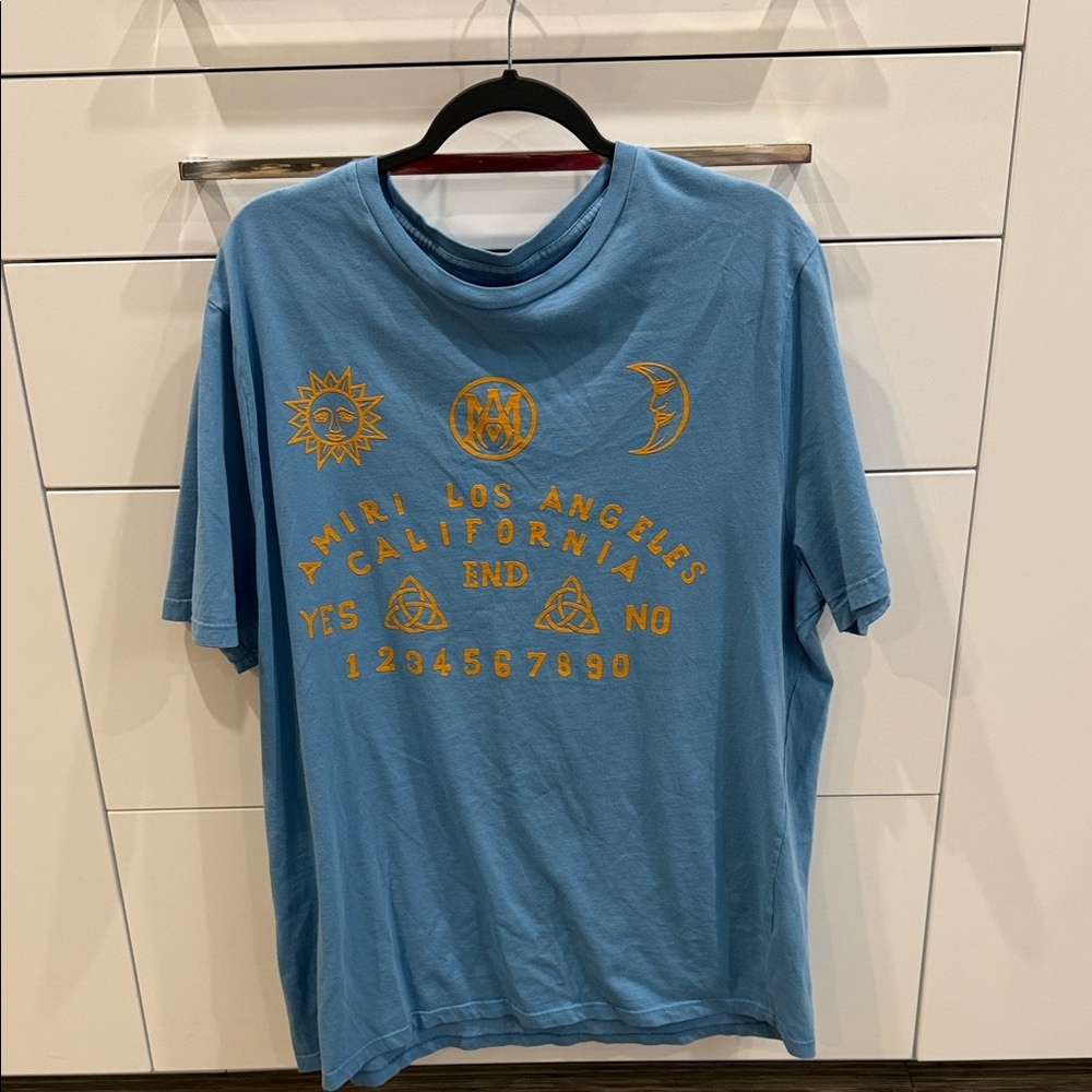 AMIRI Blue Tee with Gold Graphics